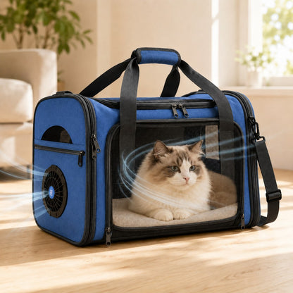Fan-Assisted Pet Carrier for Vet Visits & Road Trips - Ventilated Travel Bag for Cats & Small Dogs image 12