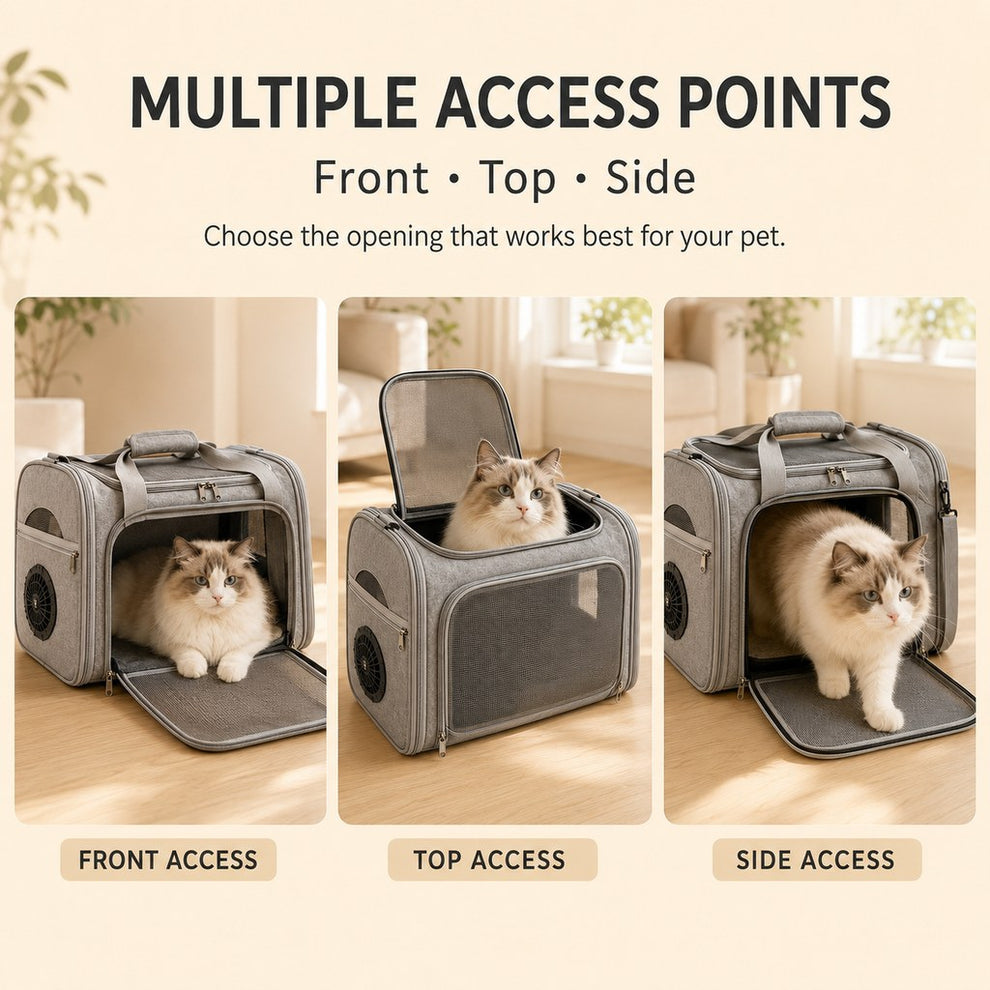 Multiple access points pet carrier