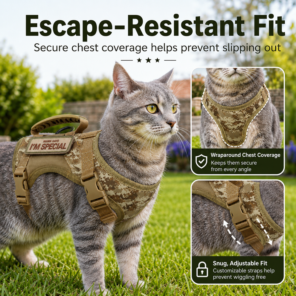 Paws in Awe Tactical Cat Harness with Leash for Outdoor Walks, Adjustable Escape-Resistant Vest for Cats image 11