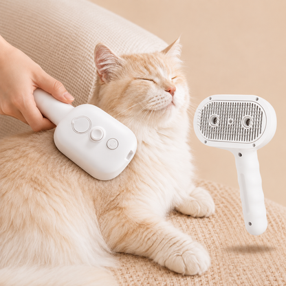 Paws in Awe Pet Spray Grooming Brush for Cats & Dogs - Gentle Mist De-Shedding Comb for Loose Fur, Flying Hair & Daily Coat Care