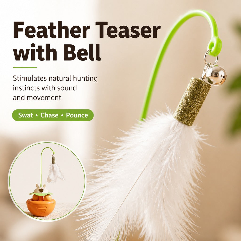 Paws in Awe Interactive Wobble Cat Toy for Indoor Cats - Treat-Dispensing Feather Teaser That Keeps Cats Busy image 6