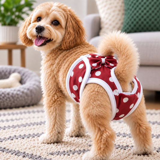 Paws in Awe Reusable Female Dog Sanitary Pants for Heat Cycles & Indoor Accidents - Adjustable Small Dog Diaper Cover image 2