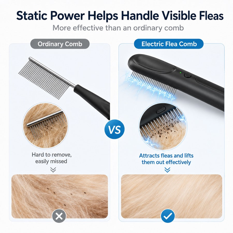 Paws in Awe Electric Flea Comb for Dogs & Cats – At-Home Flea Check & Loose Hair Grooming Without Sprays image 6