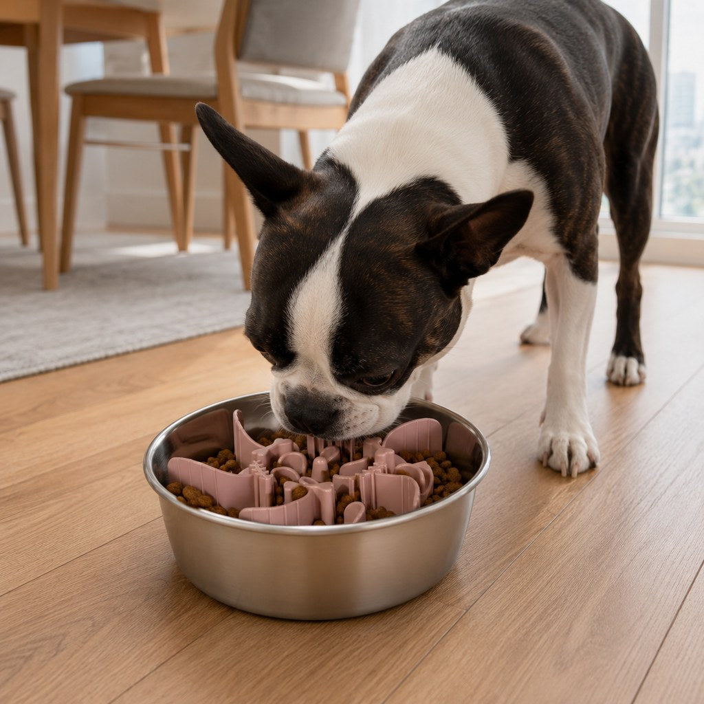 Fishbone Slow Feeder Bowl Insert for Fast-Eating Dogs - Trim-to-Fit Suction Insert or Stainless Steel Bowl Set image 10
