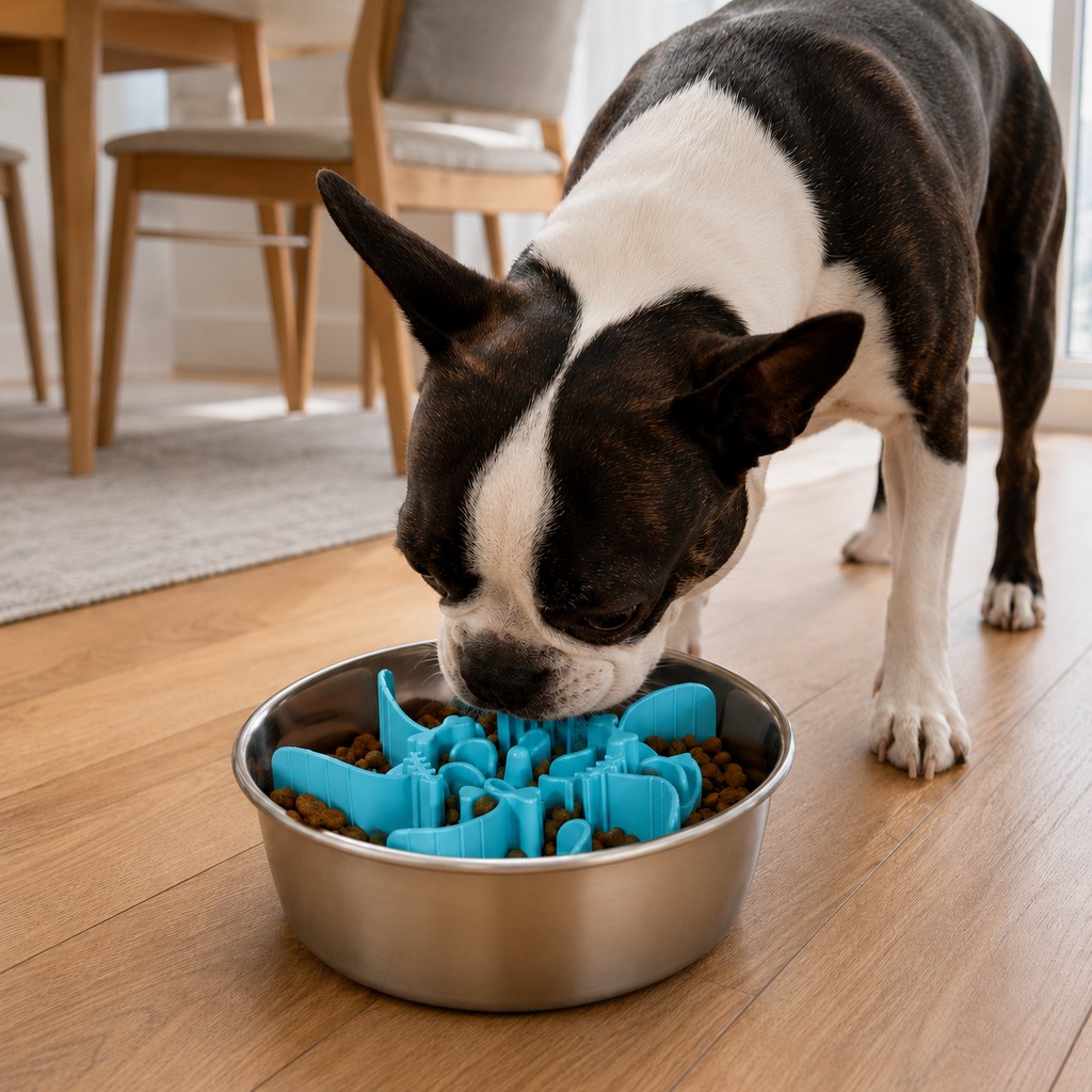 Fishbone Slow Feeder Bowl Insert for Fast-Eating Dogs - Trim-to-Fit Suction Insert or Stainless Steel Bowl Set image 9