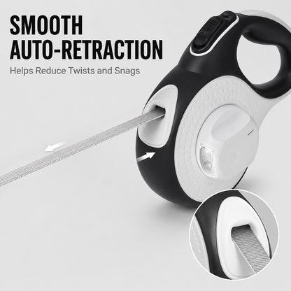 Flat nylon tape on LED retractable dog leash
