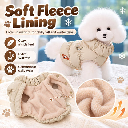 Soft fleece lining inside winter dog puffer vest