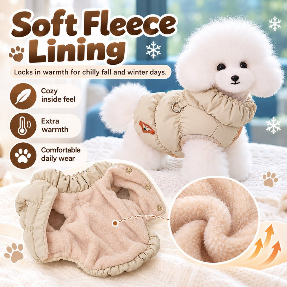 Soft fleece lining inside winter dog puffer vest