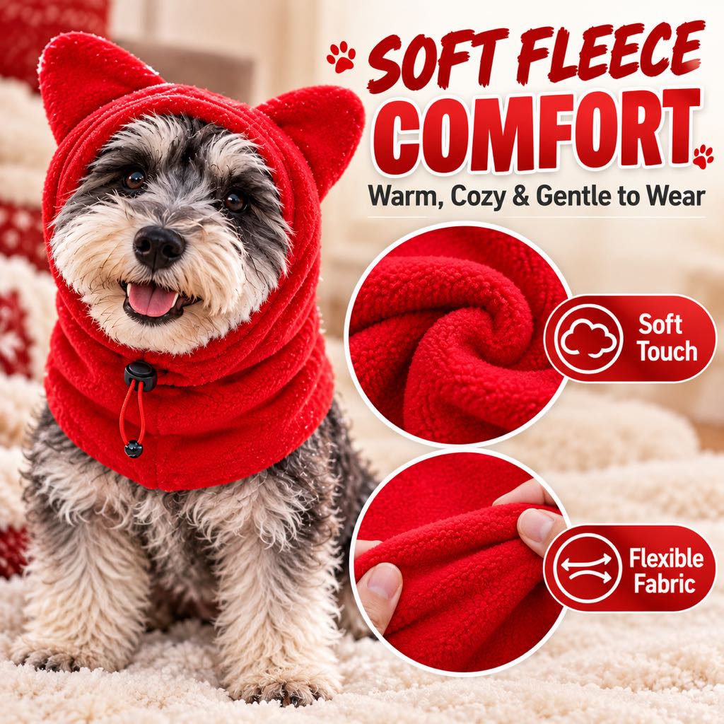 Warm ear and neck coverage for dogs in cold weather