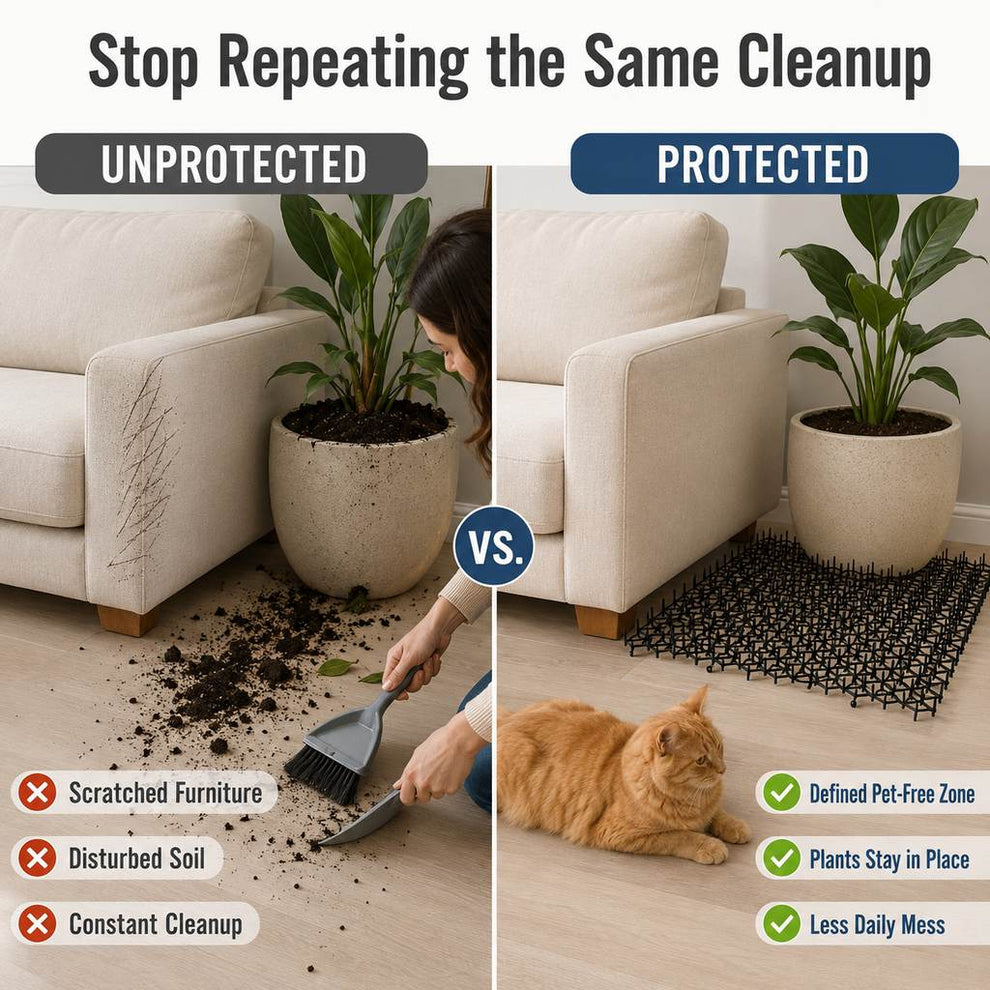Cat deterrent mat protection comparison for furniture and indoor plants