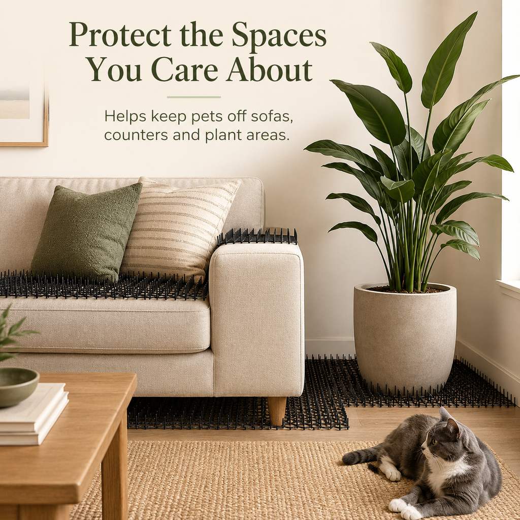 Cat deterrent mat for sofas counters and indoor plant areas
