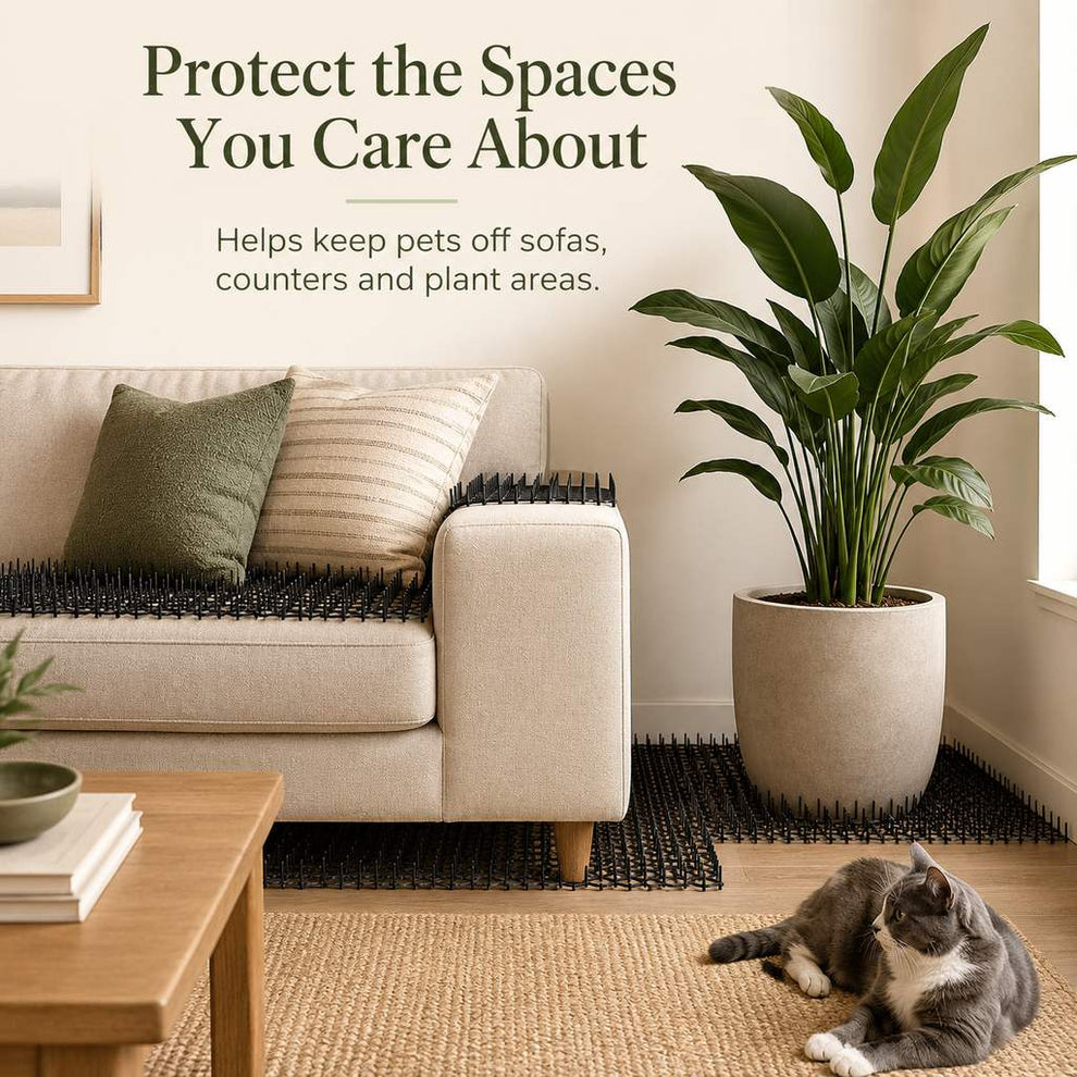Cat deterrent mat for sofas counters and indoor plant areas