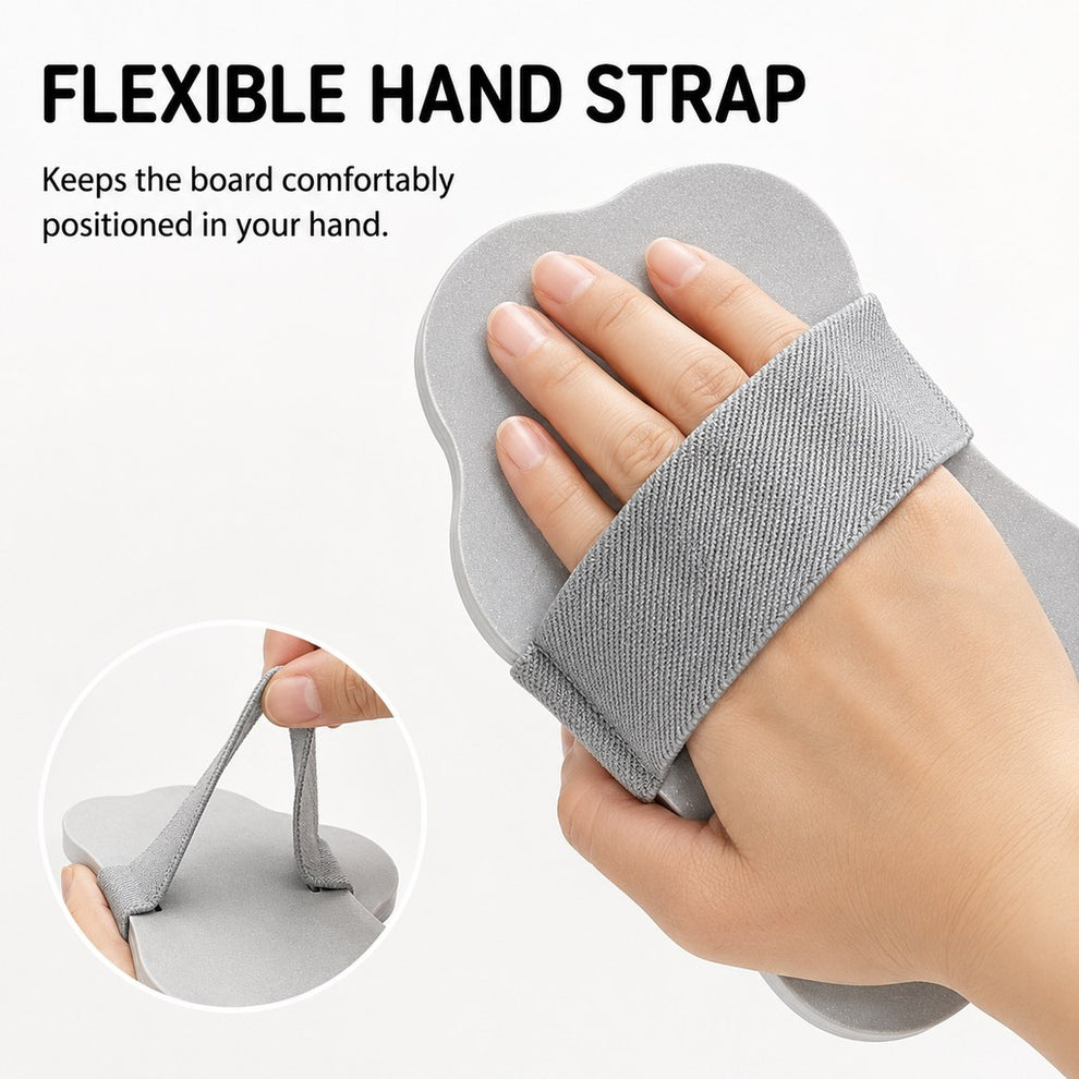 Flexible hand strap on handheld pet nail file