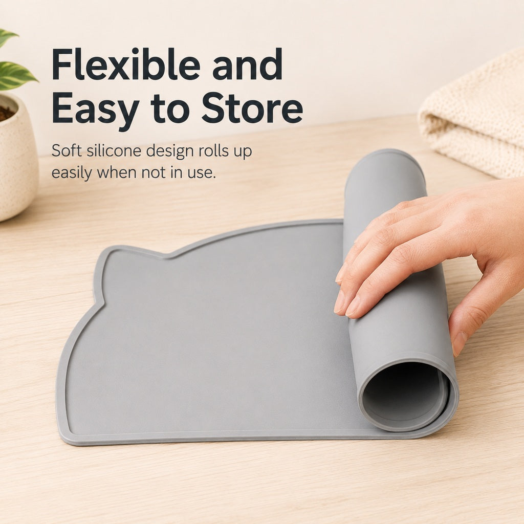 Paws in Awe Raised-Edge Silicone Pet Feeding Mat for Cats & Dogs - Keeps Floors Clean at Mealtime image 7