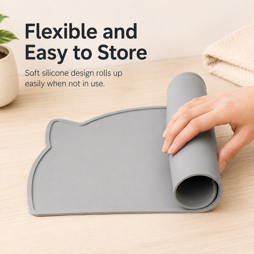 Paws in Awe Raised-Edge Silicone Pet Feeding Mat for Cats & Dogs - Keeps Floors Clean at Mealtime image 7
