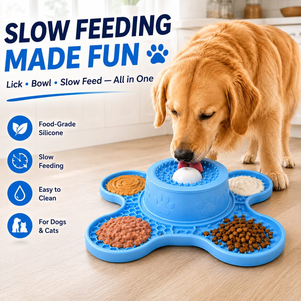 Paws in Awe 3-in-1 Dog Lick Mat & Slow Feeder Bowl for Bath Time, Grooming & Home Alone - Helps Slow Fast Eating and Keep Pets Busy image 2