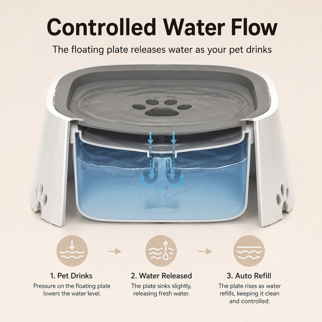 Paws in Awe Floating Pet Water Bowl for Home & Car - Less Splash, Cleaner Floors image 6