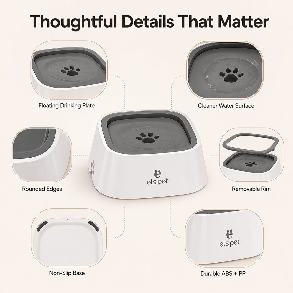 Paws in Awe Floating Pet Water Bowl for Home & Car - Less Splash, Cleaner Floors image 8
