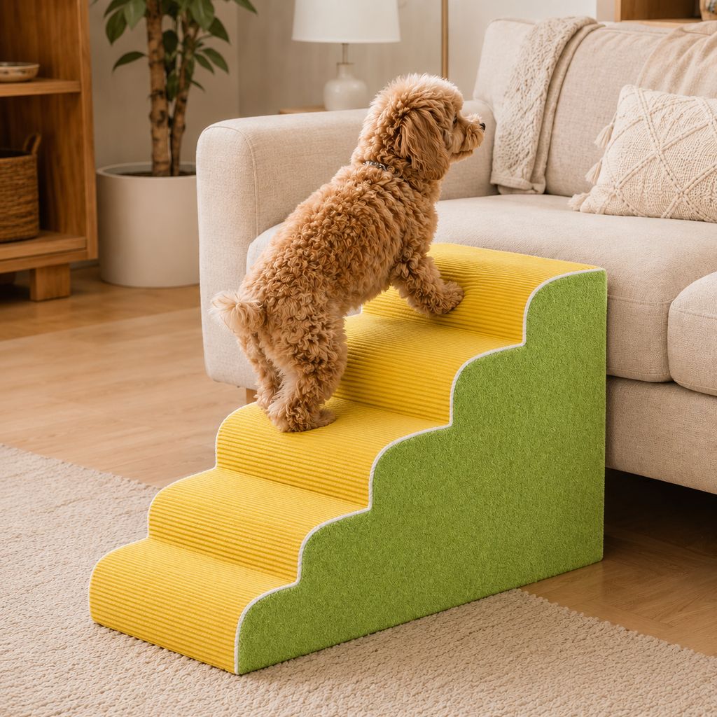 High density pet steps with soft plush cover