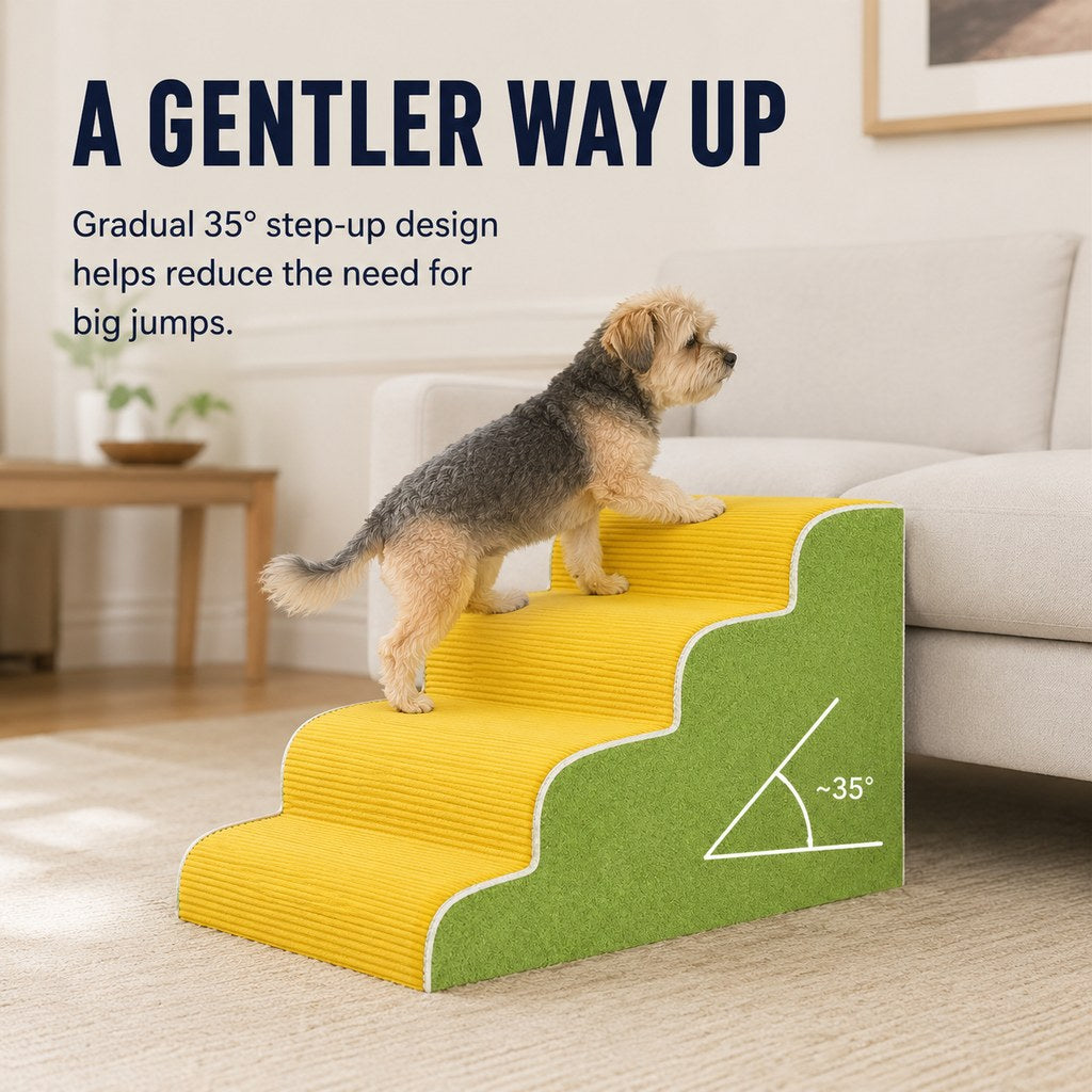 Cream black plush foam pet stairs