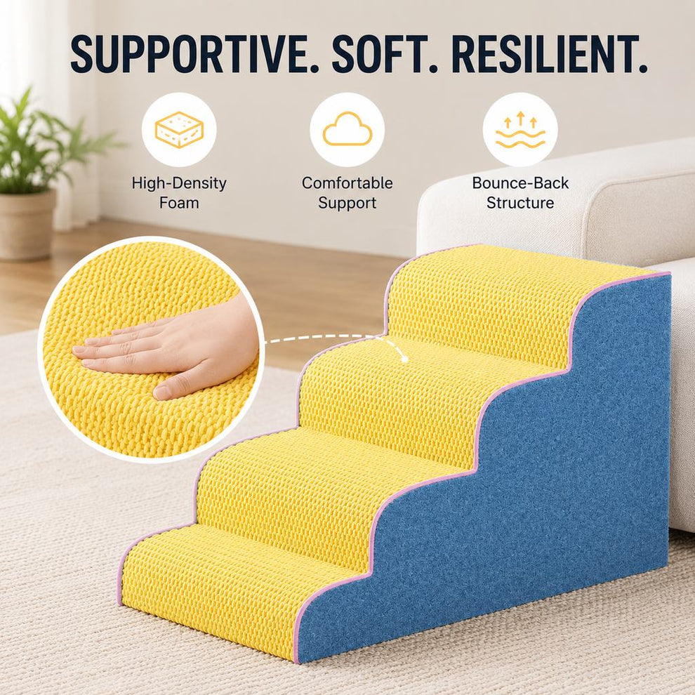 Three step foam pet stairs for small pets