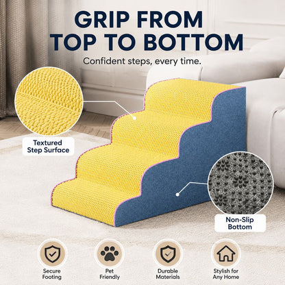 Four step foam pet stairs for sofa and bed