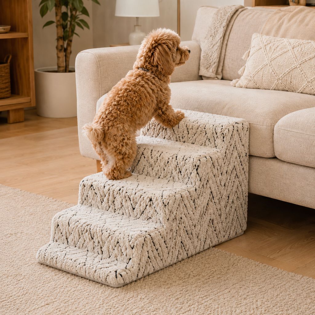 Washable plush pet steps for everyday use