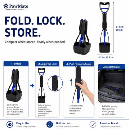 Fold lock store foldable dog pooper scooper