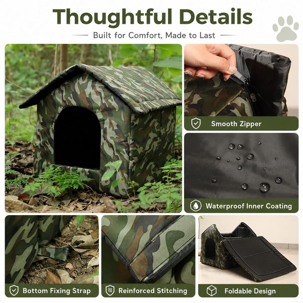 Paws in Awe Weather-Resistant Outdoor Cat House for Porches & Backyards - Cozy Shelter for Cats & Small Dogs image 8