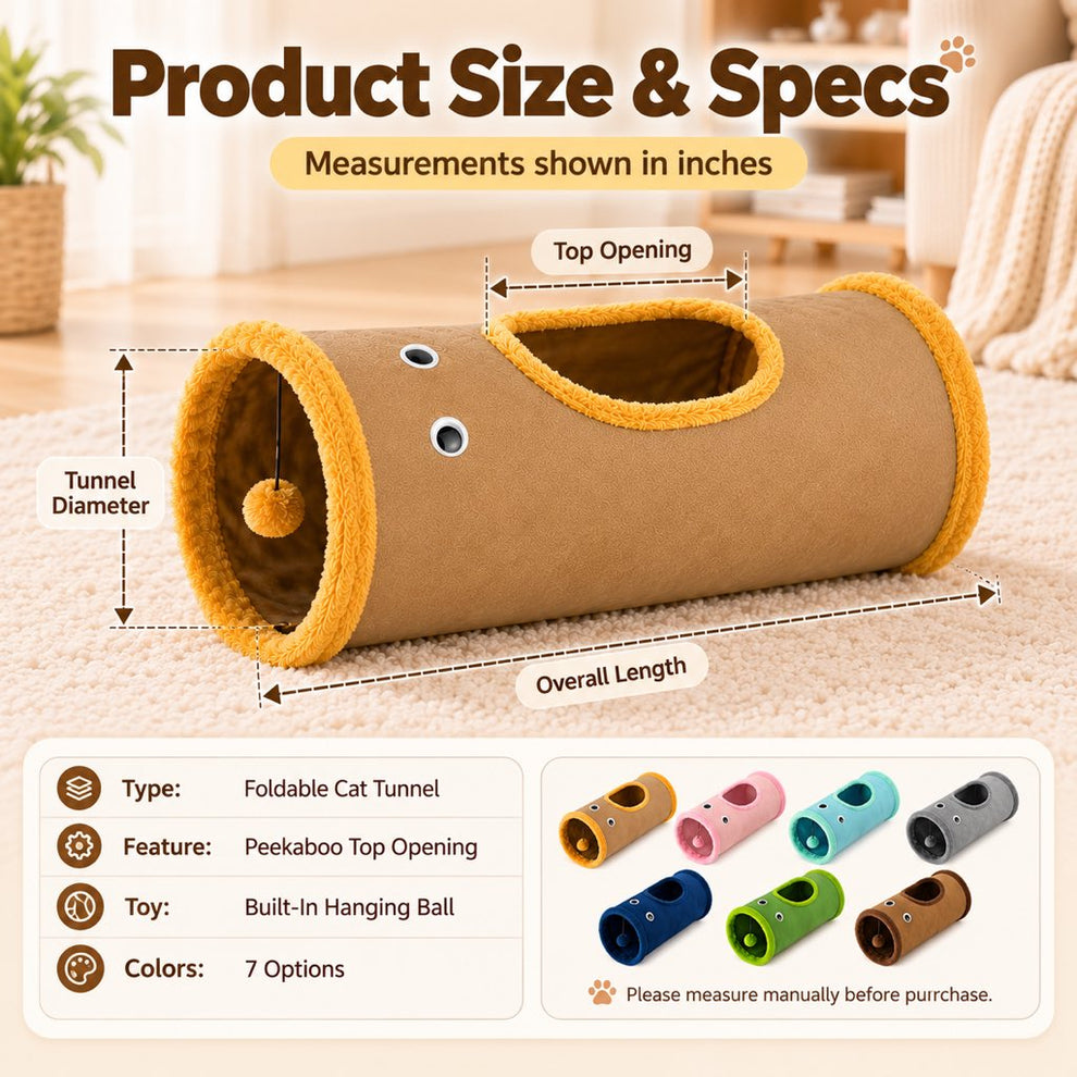 Foldable cat tunnel product size and feature guide