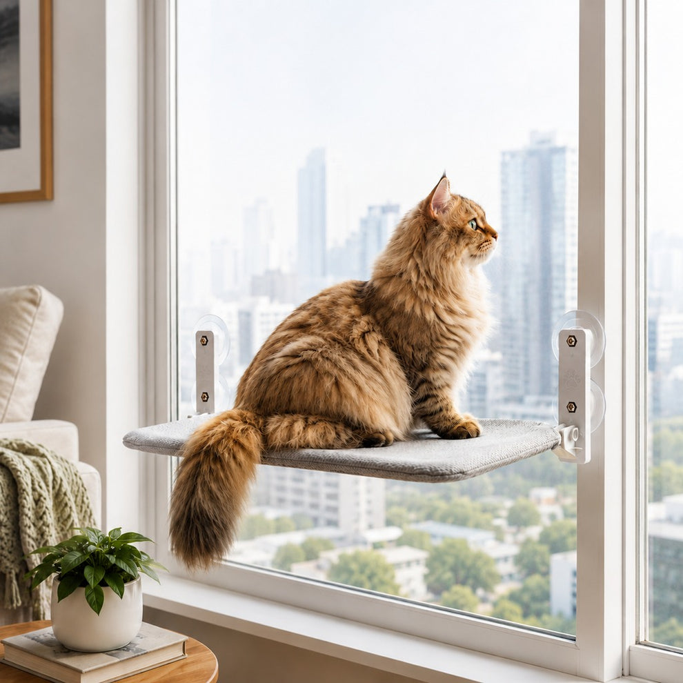 Paws in Awe Foldable Cat Window Hammock for Apartments - No-Drill Suction Perch for Sunny Naps Without Taking Up Floor Space image 1