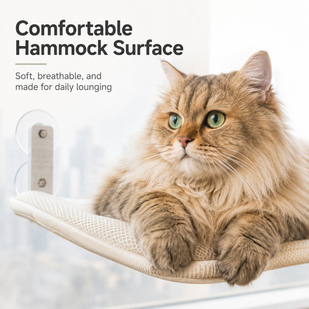 Paws in Awe Foldable Cat Window Hammock for Apartments - No-Drill Suction Perch for Sunny Naps Without Taking Up Floor Space image 6