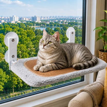 Foldable Cat Window Hammock for Apartments - No-Drill Suction Perch for Sunny Naps Without Taking Up Floor Space