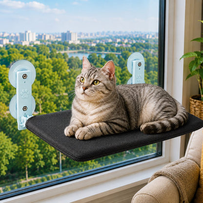 Foldable Cat Window Hammock for Apartments - No-Drill Suction Perch for Sunny Naps Without Taking Up Floor Space