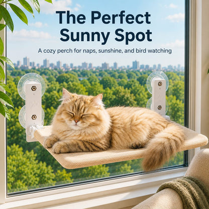 Foldable Cat Window Hammock for Apartments - No-Drill Suction Perch for Sunny Naps Without Taking Up Floor Space
