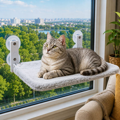 Foldable Cat Window Hammock for Apartments - No-Drill Suction Perch for Sunny Naps Without Taking Up Floor Space