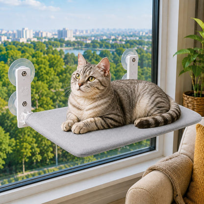 Foldable Cat Window Hammock for Apartments - No-Drill Suction Perch for Sunny Naps Without Taking Up Floor Space
