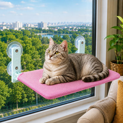 Foldable Cat Window Hammock for Apartments - No-Drill Suction Perch for Sunny Naps Without Taking Up Floor Space
