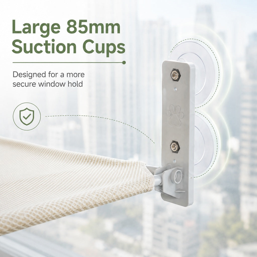 Paws in Awe Foldable Cat Window Hammock for Apartments - No-Drill Suction Perch for Sunny Naps Without Taking Up Floor Space image 3