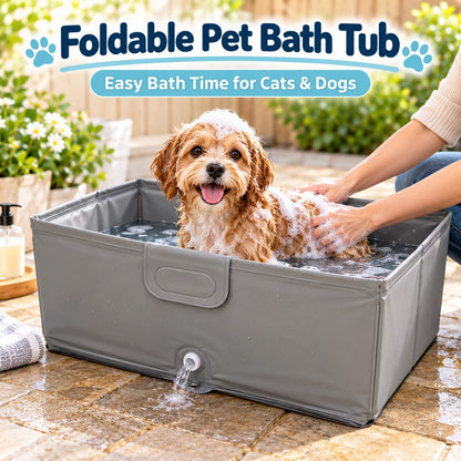 Foldable pet bath tub for washing a small dog