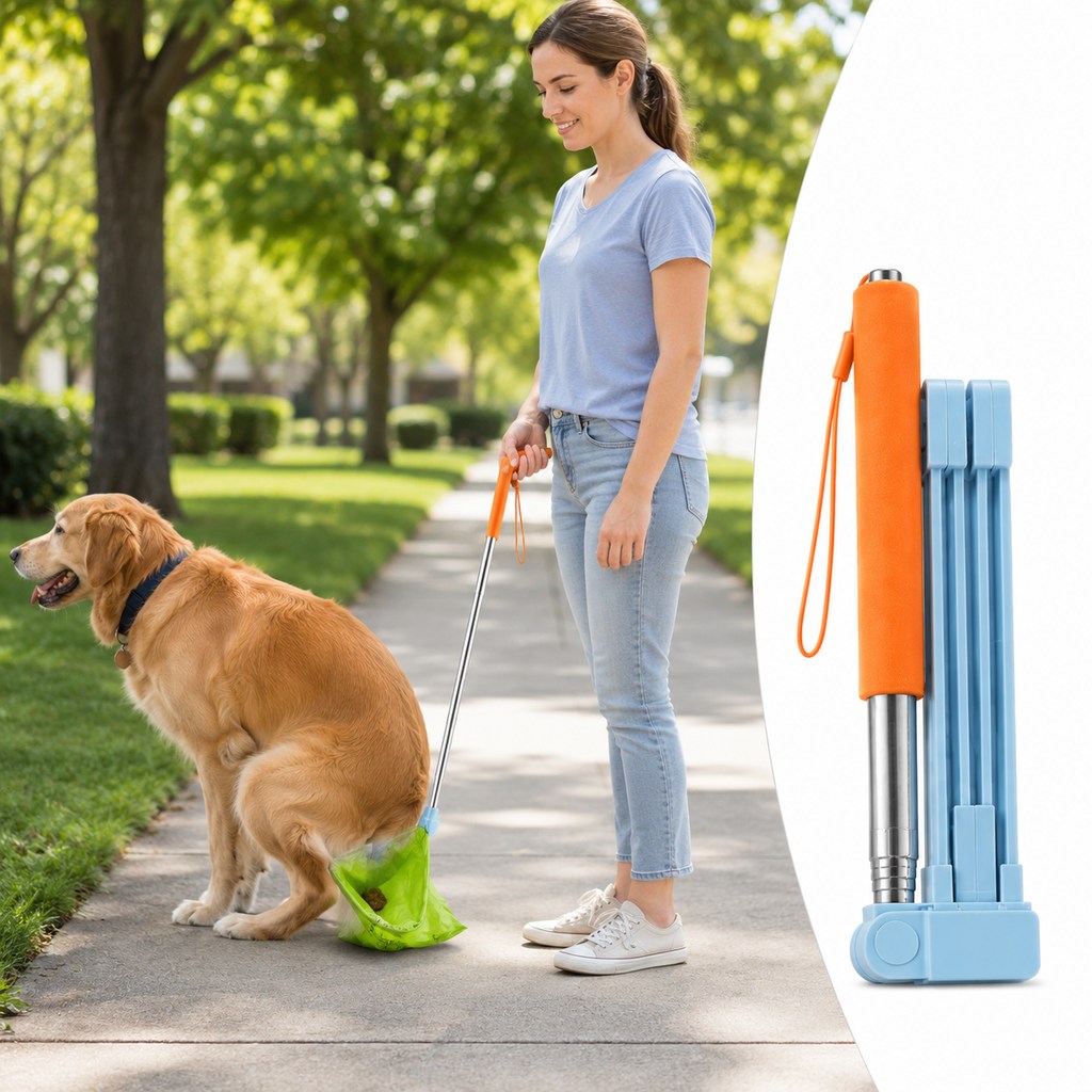 Paws in Awe Foldable Dog Poop Catcher for Walks - No-Bend Waste Pickup Tool with Telescopic Handle image 14