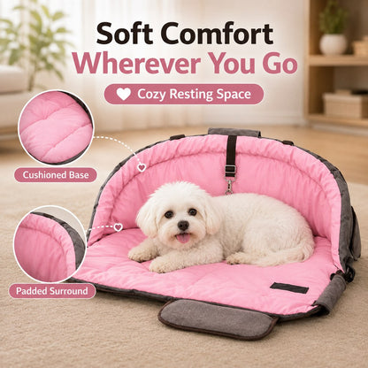 Soft padded foldable dog travel bed interior