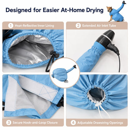 Paws in Awe Hands-Free Dog Dryer Bag for After-Bath Home Grooming, Helps Dry Wet Coats Faster with Less Flying Fur & Mess image 3