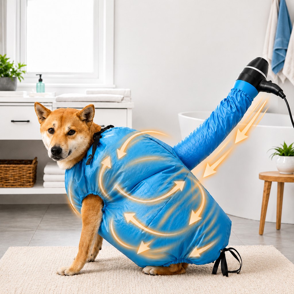Paws in Awe Hands-Free Dog Dryer Bag for After-Bath Home Grooming, Helps Dry Wet Coats Faster with Less Flying Fur & Mess image 1