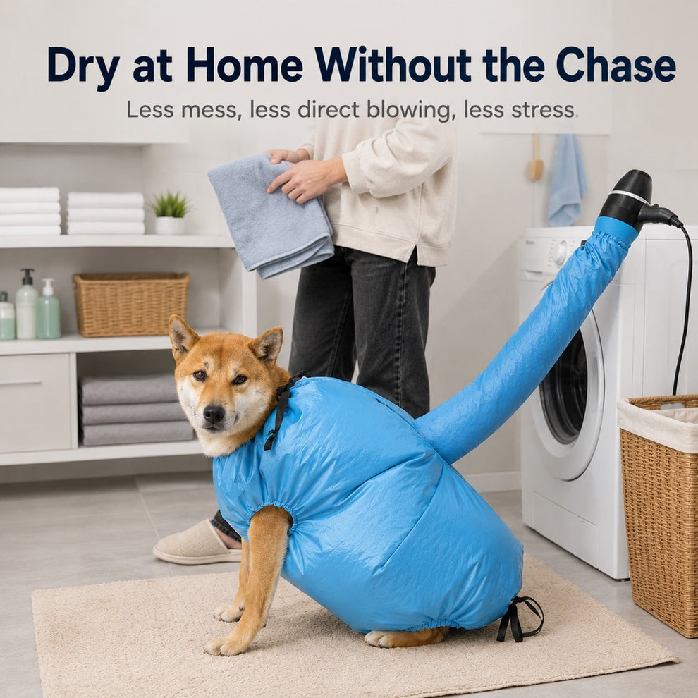 Paws in Awe Hands-Free Dog Dryer Bag for After-Bath Home Grooming, Helps Dry Wet Coats Faster with Less Flying Fur & Mess image 2