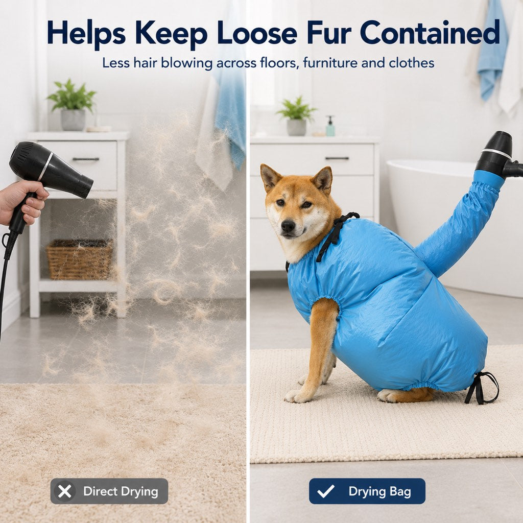 Paws in Awe Hands-Free Dog Dryer Bag for After-Bath Home Grooming, Helps Dry Wet Coats Faster with Less Flying Fur & Mess image 5