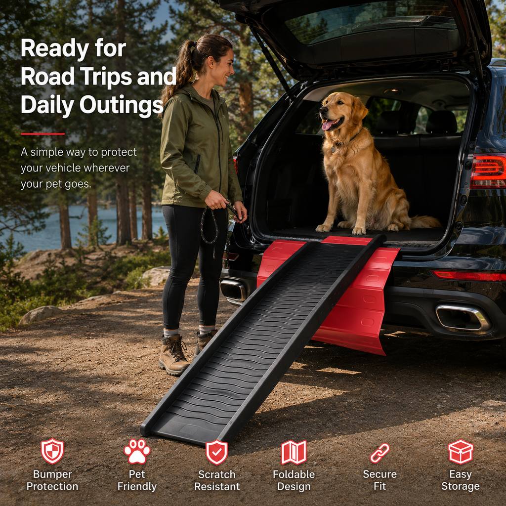 Paws in Awe Foldable Pet Ramp Bumper Protector Mat for SUVs - Protect Your Rear Bumper from Dog Scratches During Car Loading image 2