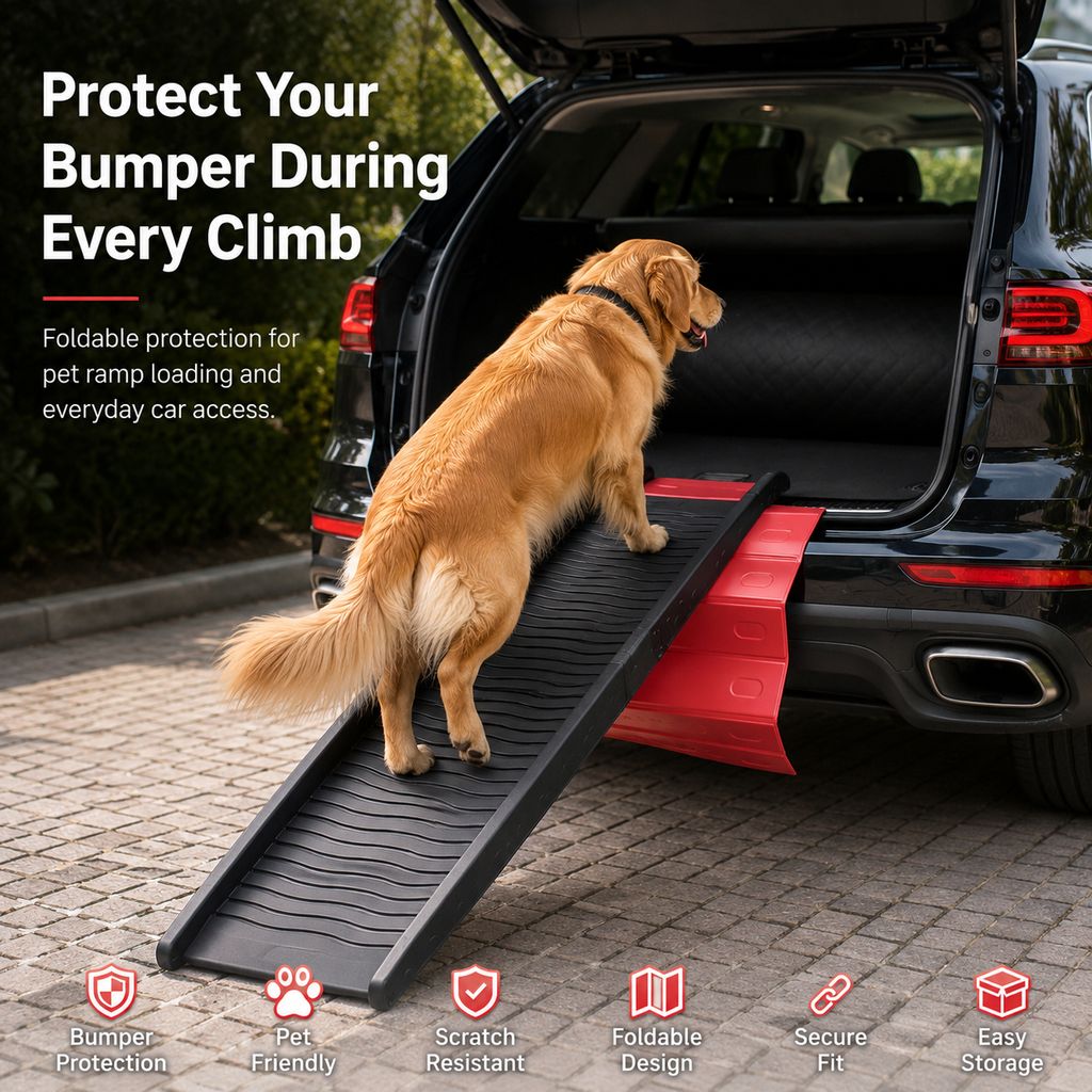 Paws in Awe Foldable Pet Ramp Bumper Protector Mat for SUVs - Protect Your Rear Bumper from Dog Scratches During Car Loading image 3