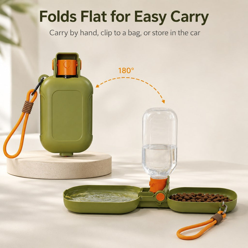 Portable Folding Pet Water & Food Cup for Walks & Hiking - 15.6 oz Leak-Resistant Dog & Cat Travel Bottle Bowl image 6