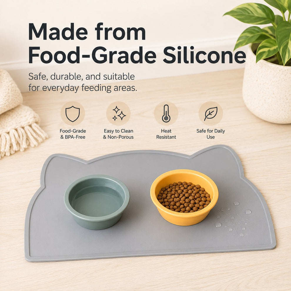 Paws in Awe Raised-Edge Silicone Pet Feeding Mat for Cats & Dogs - Keeps Floors Clean at Mealtime image 3